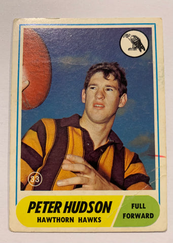 1969 Scanlens VFL / AFL Peter Hudson - rookie card rc