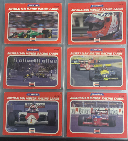 1986 SCANLENS AUSTRALIAN MOTOR RACING lot Senna , Lauda rookies