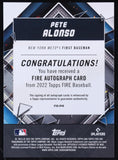 Pete Alonso 2022 Topps Fire Autographs #FAPA auto
