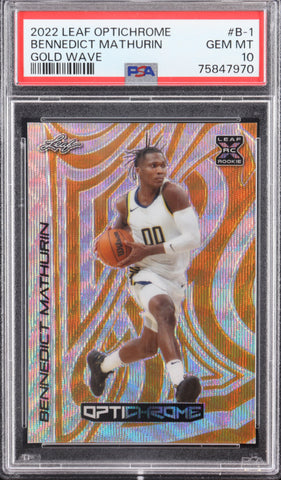 Bennedict Mathurin 2022 Leaf Gold Wave #B1 RC #1/1 (PSA 10)