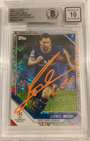Lionel Messi Signed 2021 Topps Speckle Foil MINT 10 Auto
