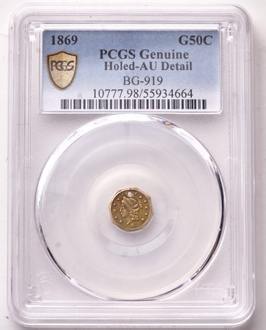 1869 California Fractional Gold 50c BG-91 PCGS