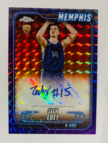 2024-25 Topps Chrome - Autographs Zach Edey #TCA-ZED Purple Geometric Refractor