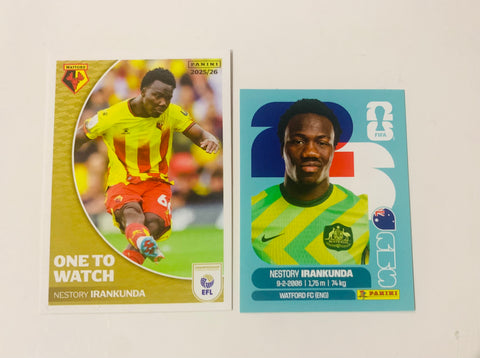 Nestory irankunda 2025 EFL Panini Sticker Lot #475 and World Cup 25-26 RC