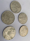 5 x 1966 round 50 cent pieces high silver content