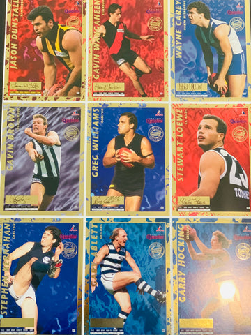 1995 AFL Football Bewick Signature Quarters Uncut sheet - 6 autos / 100 limited
