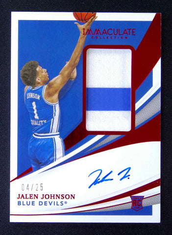 Panini Immaculate Jalen Johnson RC Rookie Jersey Patch Auto /25