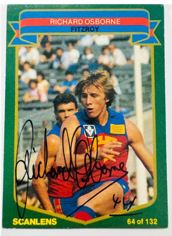 1985 Scanlens – VFL – Richard Osborne #64 – Fitzroy Signed Rookie Auto