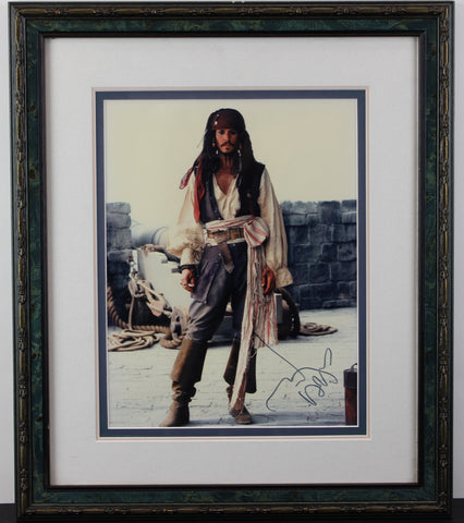 Johnny Depp Signed and Framed Pirates Of The Caribbean Memorabilia