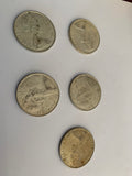 5 x 1966 round 50 cent pieces high silver content