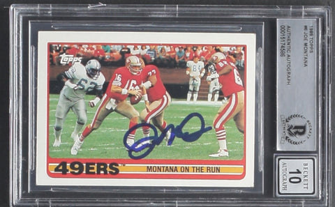Joe Montana Signed 1989 Topps #6 49ers Team 10 Auto