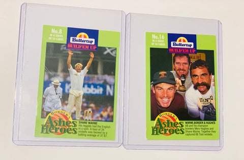 Lot of two Shane Warne buttercup rookie stickers