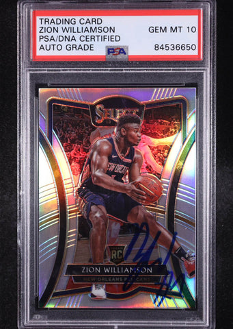 Zion Williamson Signed 2019-20 Select Prizms Silver  RC PSA  Auto Grade PSA 10