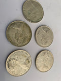 5 x 1966 round 50 cent pieces high silver content