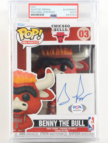 Scottie Pippen Signed Bulls #03 Benny the Bull POP PSA