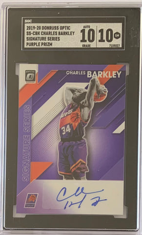 Charles Barkley - optic purple SGC 10 mint auto and card