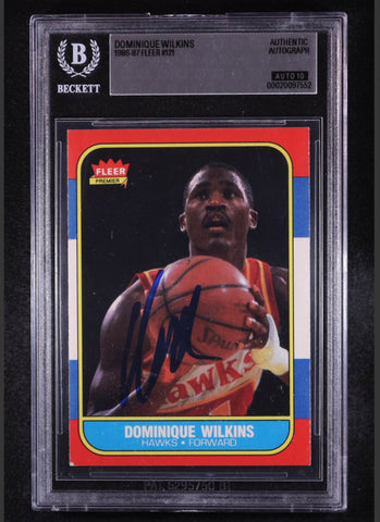 1986-87 Fleer Dominique Wilkins Signed  #121 RC Beckett Auto 10