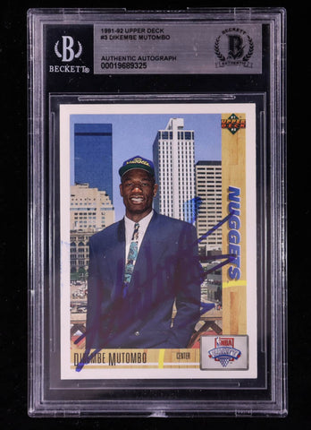 Dikembe Mutombo Signed 1991-92 Upper Deck #3 Rookie RC