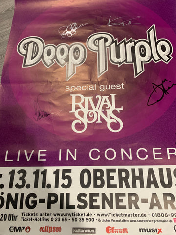 Deep purple full band Signed tour Poster With Beckett Authentication