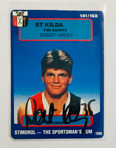 Stimorol 1990 Signed Robert Harvey St Kilda #141/168 Auto Rookie RC