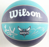 Larry Johnson & Muggsy Bogues Signed Hornets Logo Basketball