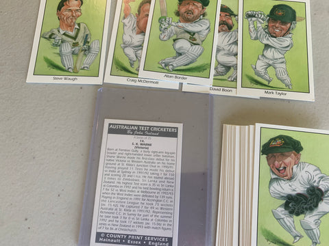 Australian Test Cricketers 1993 Shane Warne County FULL SET + Good rookie