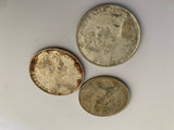 3 x 1966 round 50 cent pieces lower grade