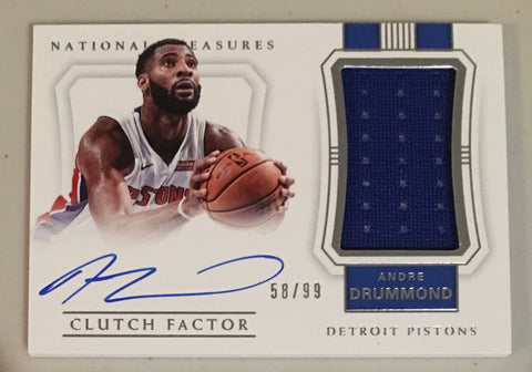 Andre Drummond National Treasures /99 Signed On Card auto