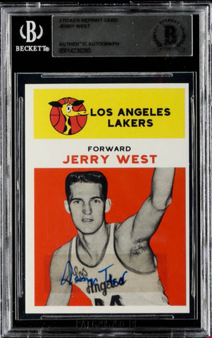 Jerry West Signed Sticker On Trading Card
