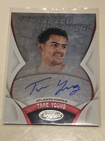 Trae Young signed panini 2018-19 Certified Potential rookie card