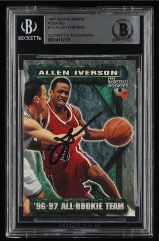 Allen Iverson Signed 1997 Score Board Rookies #73 All-Rookie Team (BGS)