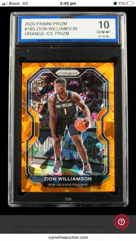 Zion Williamson 2020-21 Panini Prizm Prizms Orange Ice #185